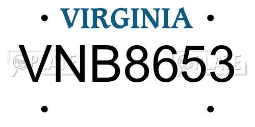 VNB8653 Virginia License Plate
