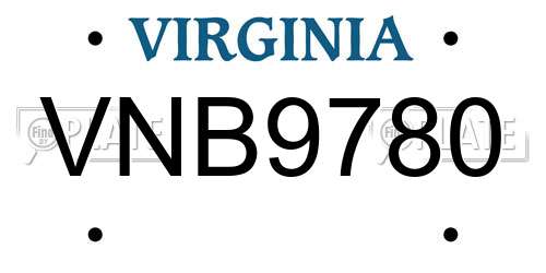 VNB9780 Virginia License Plate