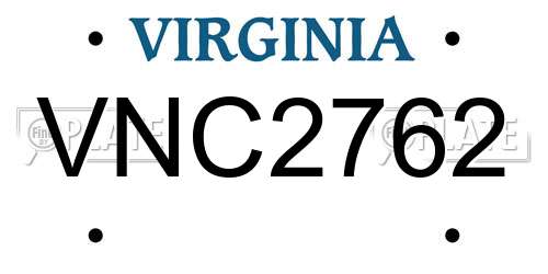 VNC2762 Virginia License Plate