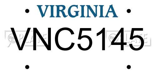 VNC5145 Virginia License Plate