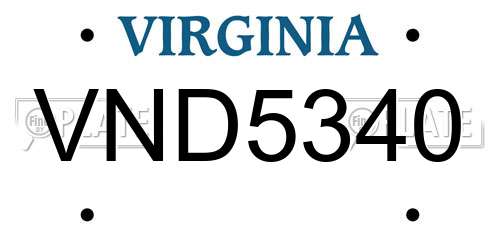 VND5340 Virginia License Plate
