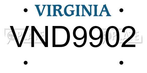 VND9902 Virginia License Plate