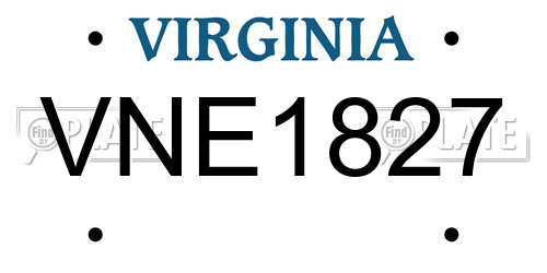 VNE1827 Virginia License Plate