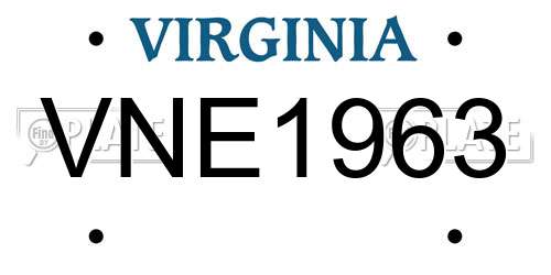 VNE1963 Virginia License Plate