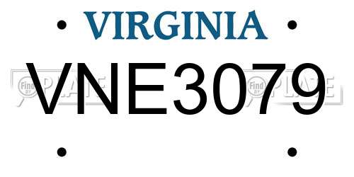 VNE3079 Virginia License Plate