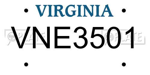 VNE3501 Virginia License Plate