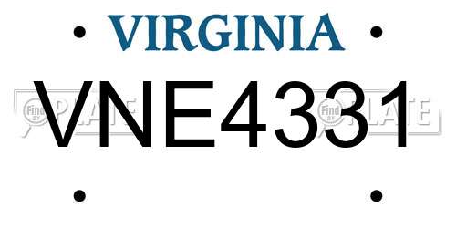 VNE4331 Virginia License Plate