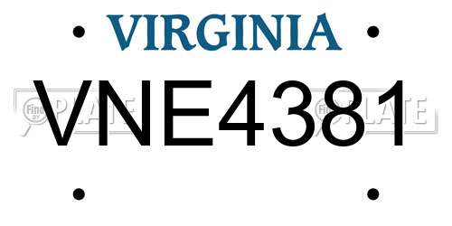 VNE4381 Virginia License Plate