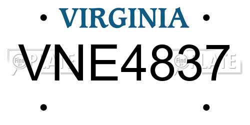 VNE4837 Virginia License Plate