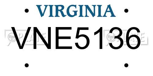 VNE5136 Virginia License Plate