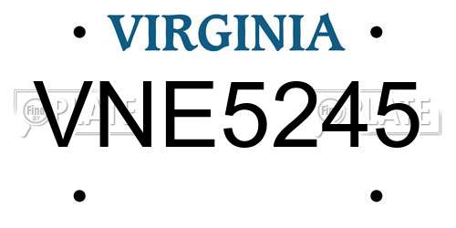 VNE5245 Virginia License Plate