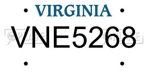 VNE5268 Virginia License Plate