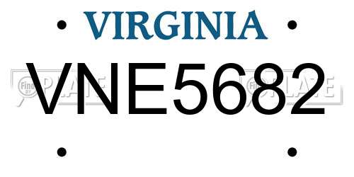 VNE5682 Virginia License Plate