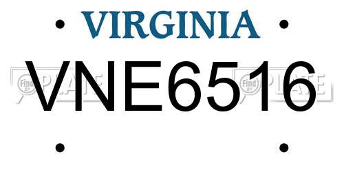 VNE6516 Virginia License Plate