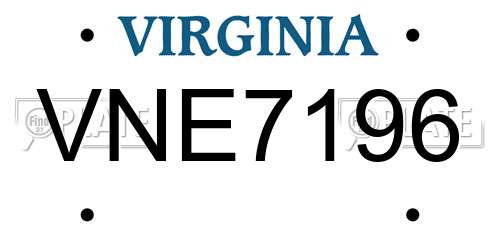 VNE7196 Virginia License Plate