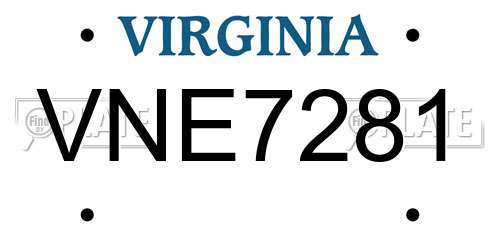 VNE7281 Virginia License Plate