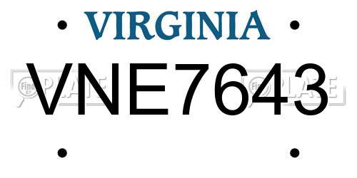 VNE7643 Virginia License Plate