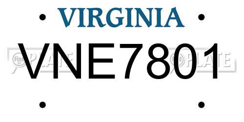 VNE7801 Virginia License Plate