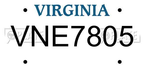 VNE7805 Virginia License Plate