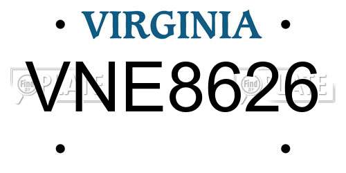 VNE8626 Virginia License Plate