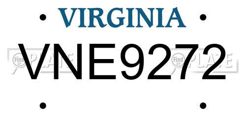 VNE9272 Virginia License Plate