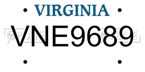 VNE9689 Virginia License Plate