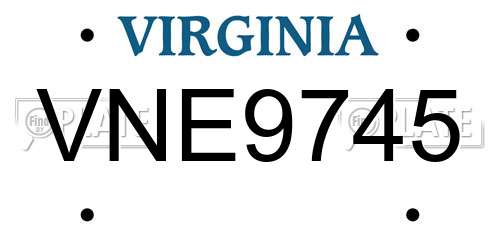 VNE9745 Virginia License Plate