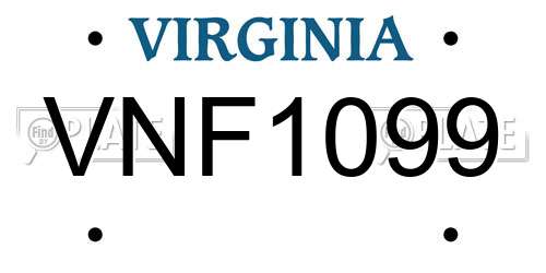 VNF1099 Virginia License Plate