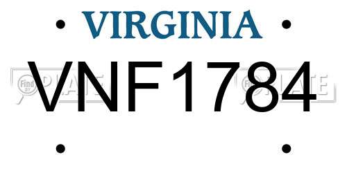 VNF1784 Virginia License Plate