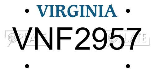 VNF2957 Virginia License Plate