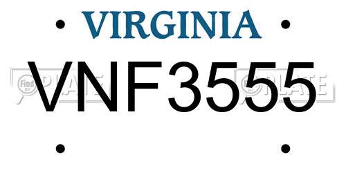 VNF3555 Virginia License Plate