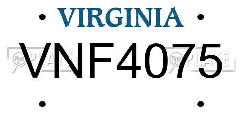 VNF4075 Virginia License Plate