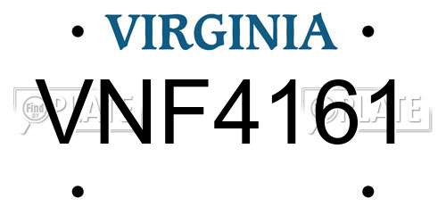 VNF4161 Virginia License Plate