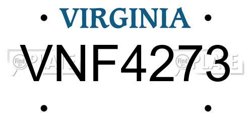 VNF4273 Virginia License Plate