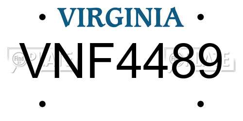 VNF4489 Virginia License Plate
