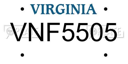 VNF5505 Virginia License Plate