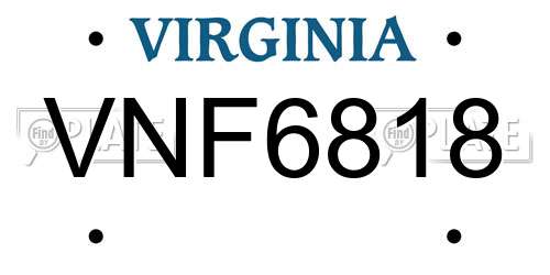 VNF6818 Virginia License Plate
