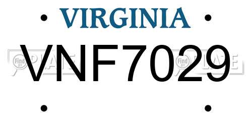 VNF7029 Virginia License Plate