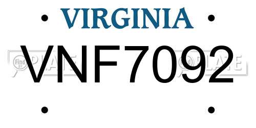 VNF7092 Virginia License Plate