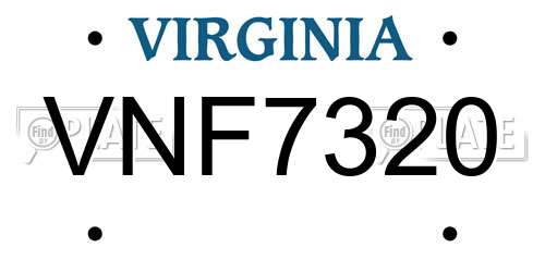 VNF7320 Virginia License Plate