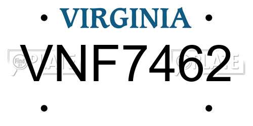 VNF7462 Virginia License Plate