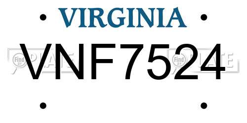 VNF7524 Virginia License Plate