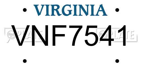 VNF7541 Virginia License Plate