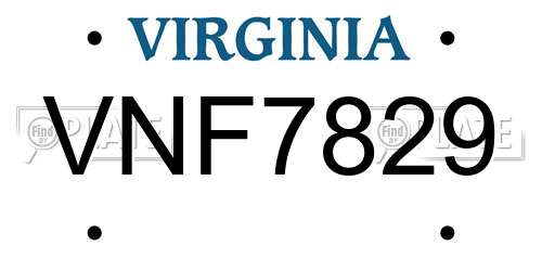 VNF7829 Virginia License Plate