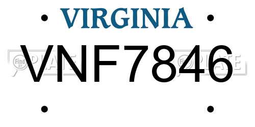 VNF7846 Virginia License Plate