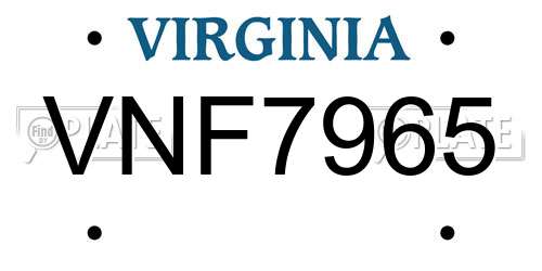 VNF7965 Virginia License Plate