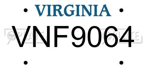 VNF9064 Virginia License Plate