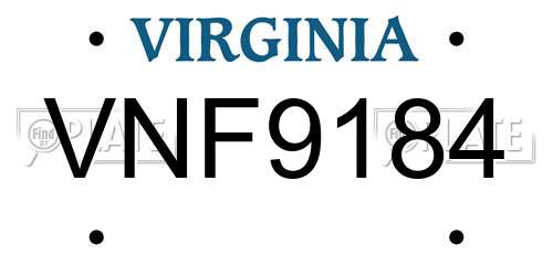 VNF9184 Virginia License Plate