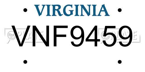 VNF9459 Virginia License Plate