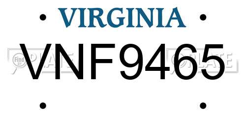 VNF9465 Virginia License Plate